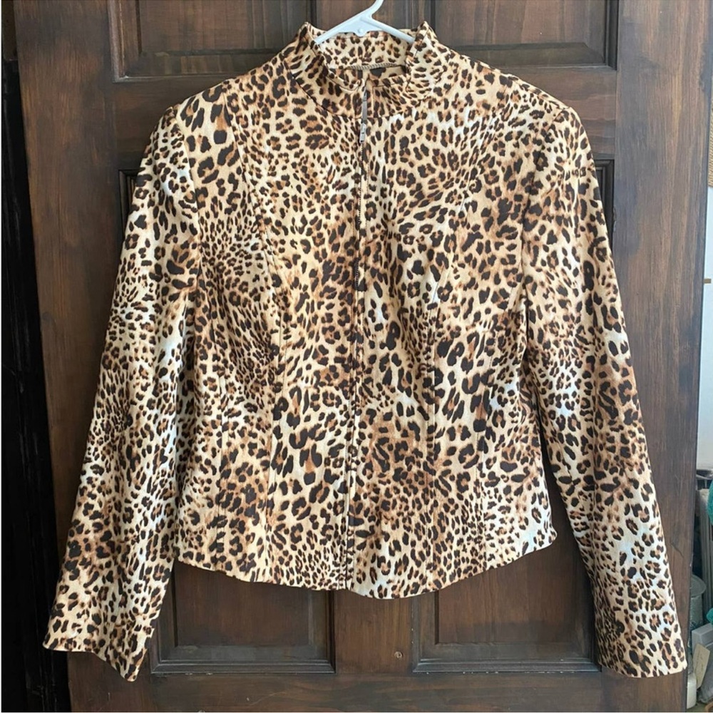 Leopard Print Zipper-Front Women's Jacket - Tan/Brown, Blushe Impressions